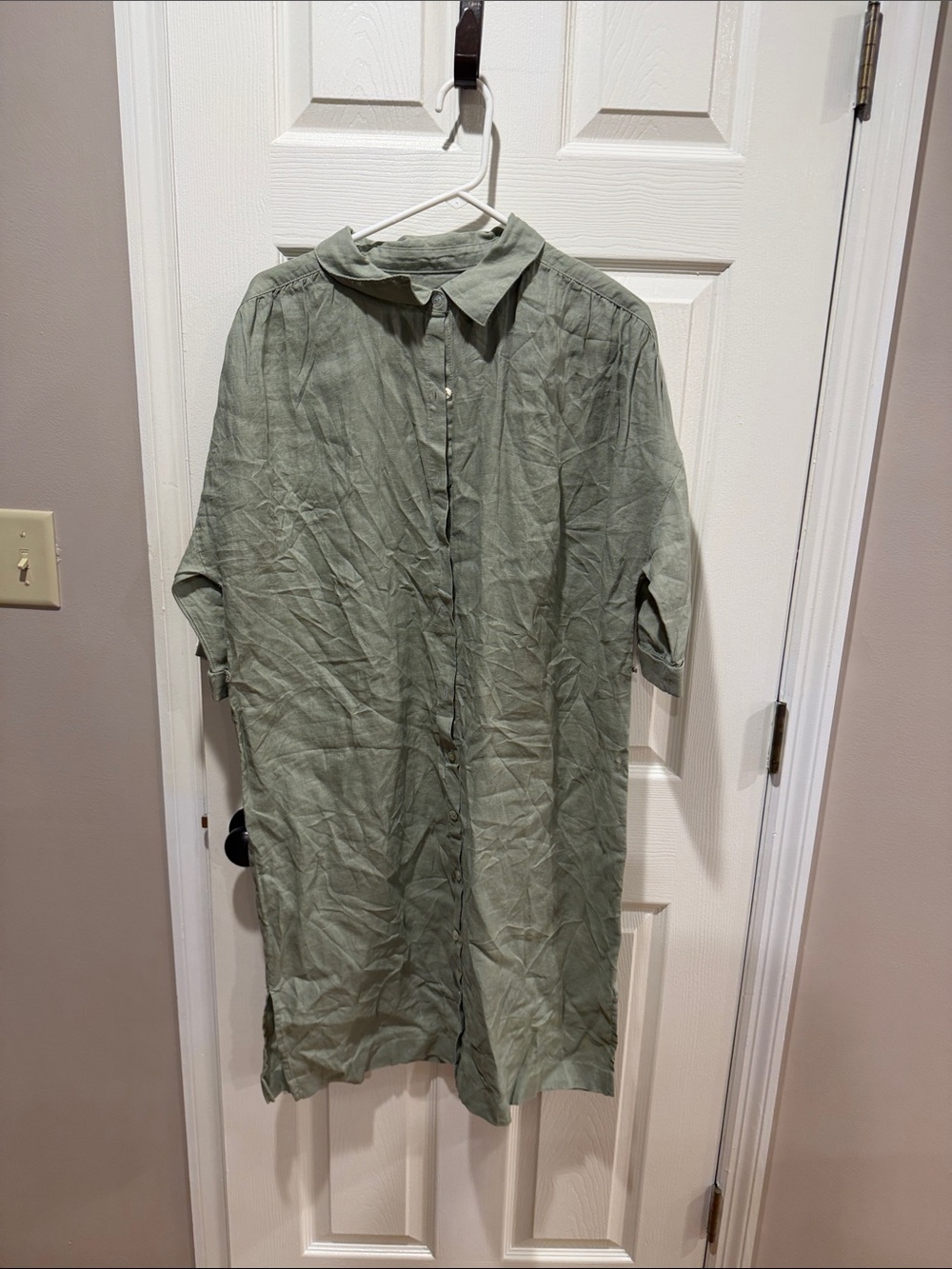 Ladies Tahari Lightweight Button-Up dress Sage Green XL NWT